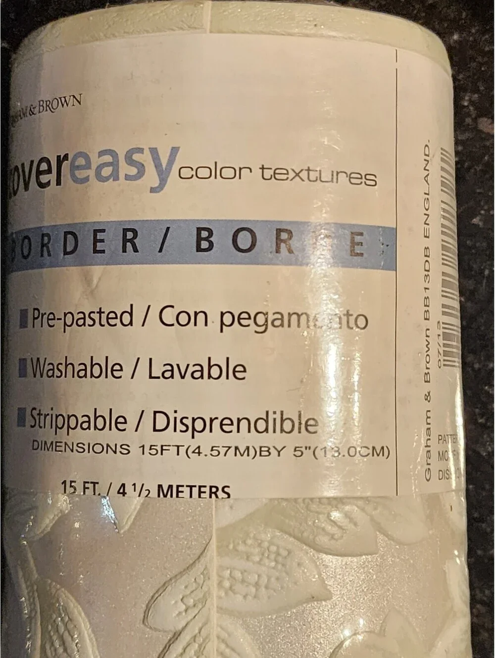 4 Graham & Brown COVER EASY Border Pre- Pasted Washable Strippable 15 Ft 41/2 Mt